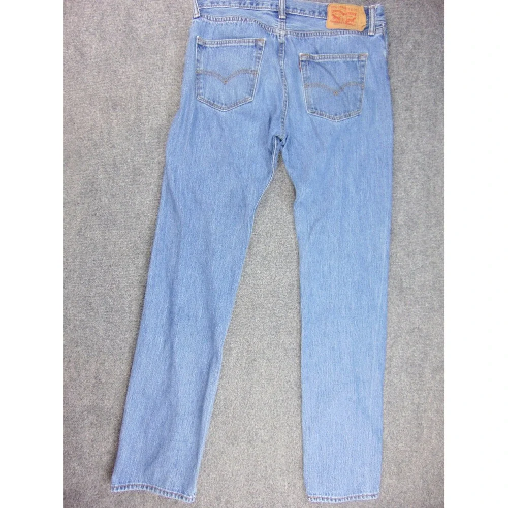 Levi's 501 Jeans Mens 34x36 Original Straight Blue Solid Button Fly Americana